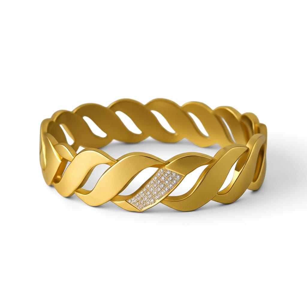 Elgems-Stainless Steel Gold-Plated Crystal Bracelet