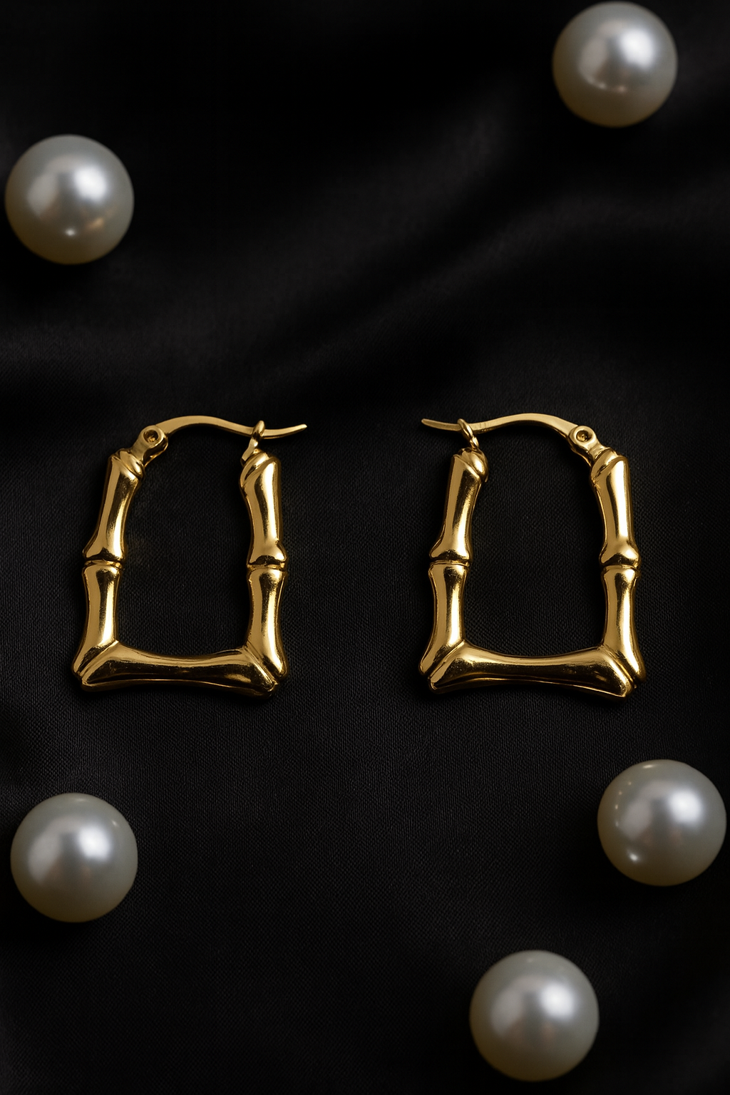 Gold Bamboo Hoop Earrings