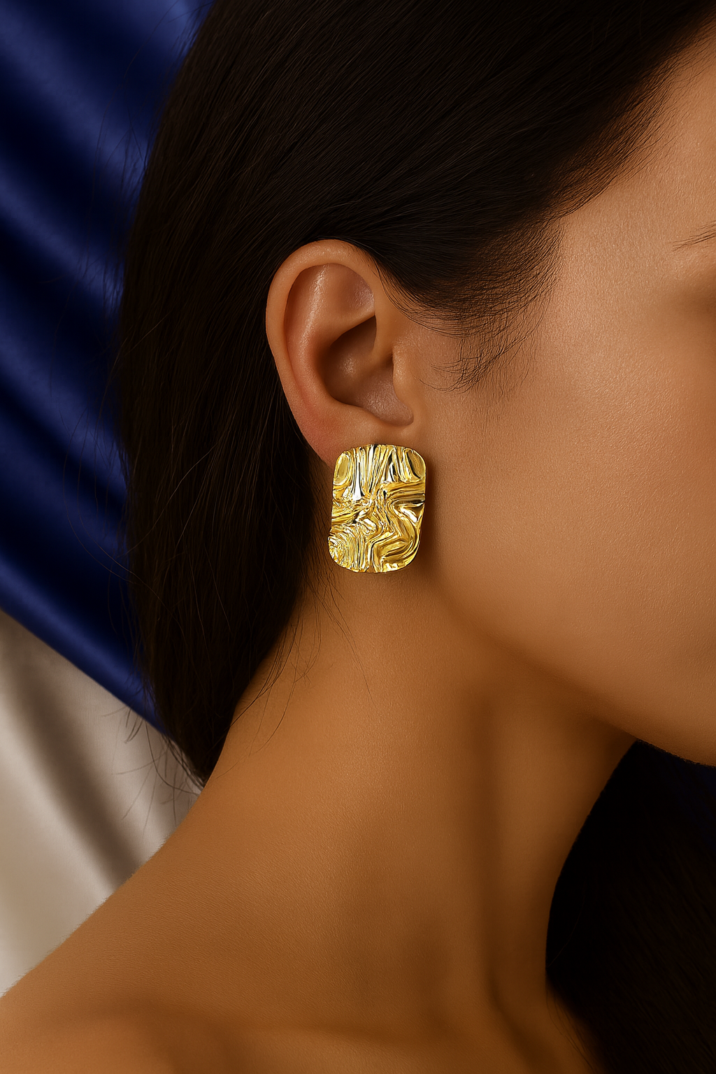 Chunky Gold Textured Earrings – Bold Statement Studs for Women