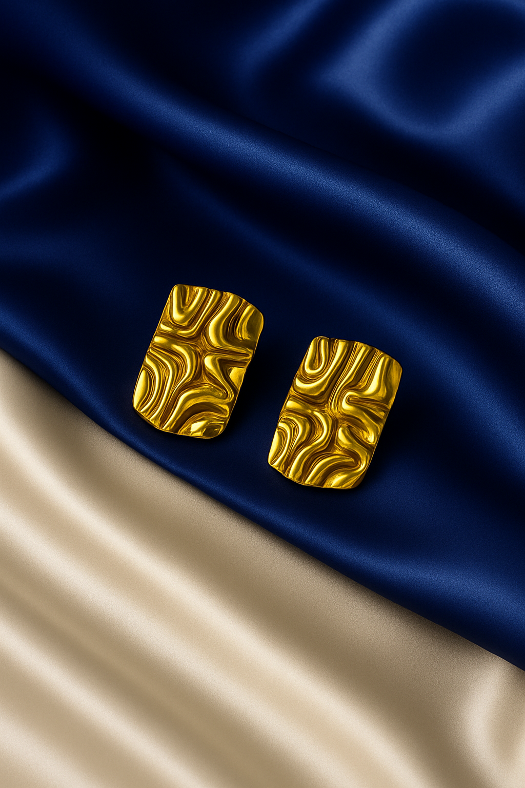 Chunky Gold Textured Earrings – Bold Statement Studs for Women