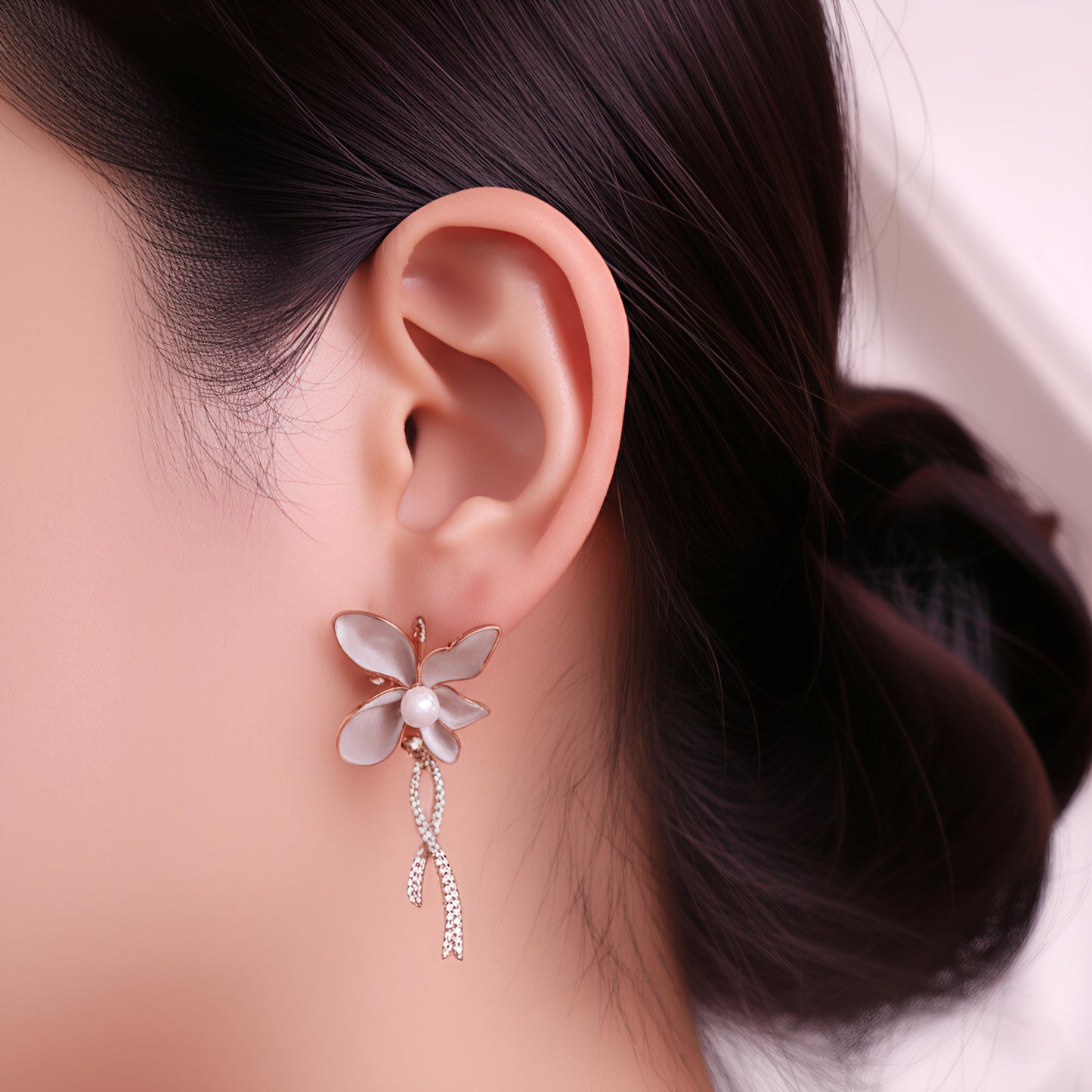 Pearl Blossom Drop Earrings – Floral Elegance