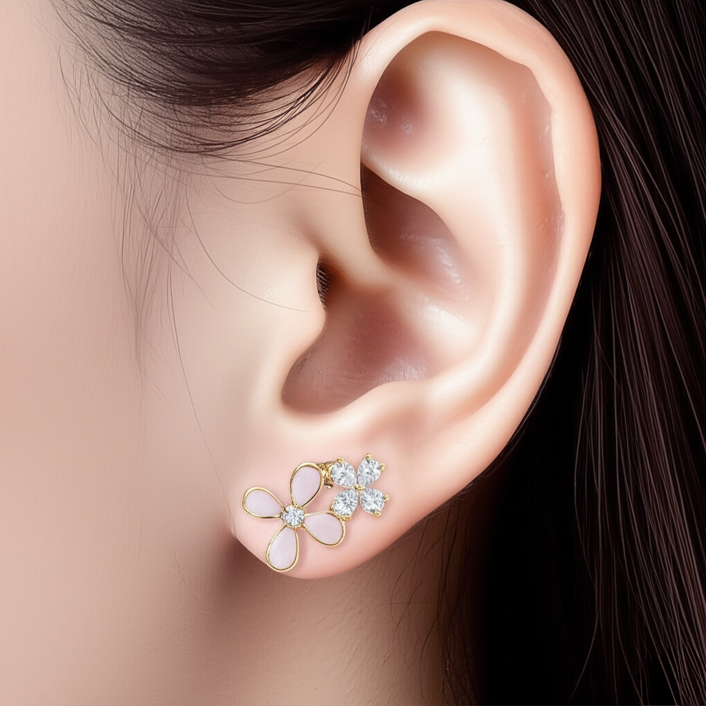 Dual Floral Stud Earrings