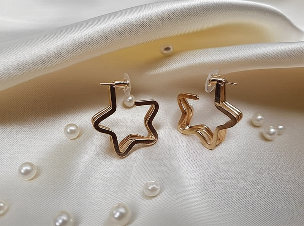 Golden Star Hoop Earrings