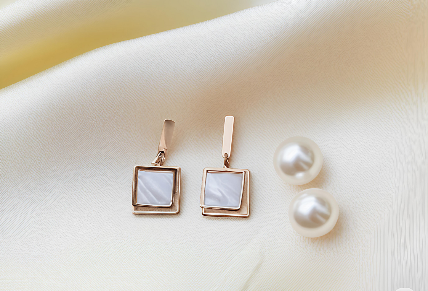 Square Shape Rose Gold Earrings for Women