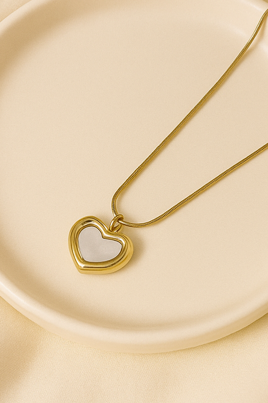 Gold Heart Mother of Pearl Necklace