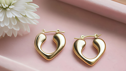 Gold Heart Hoop Earrings
