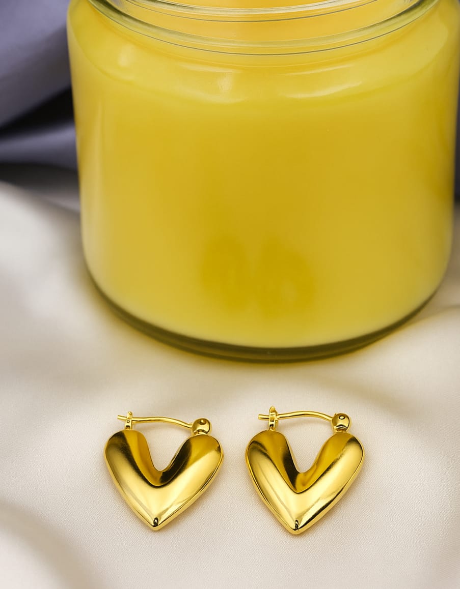 Gold Heart Hoop Earrings