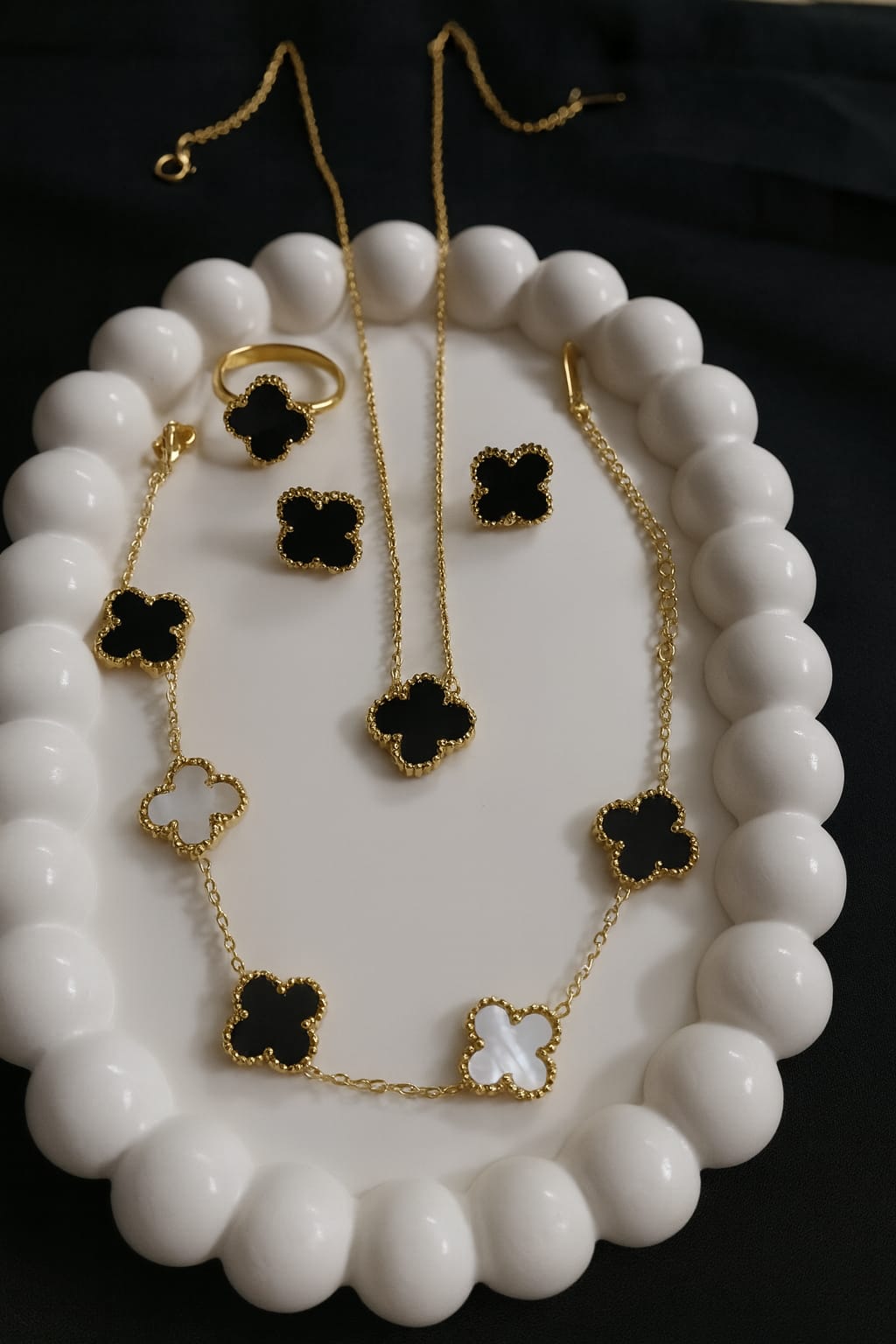 “Gold Plated Clover Jewelry Set of 4