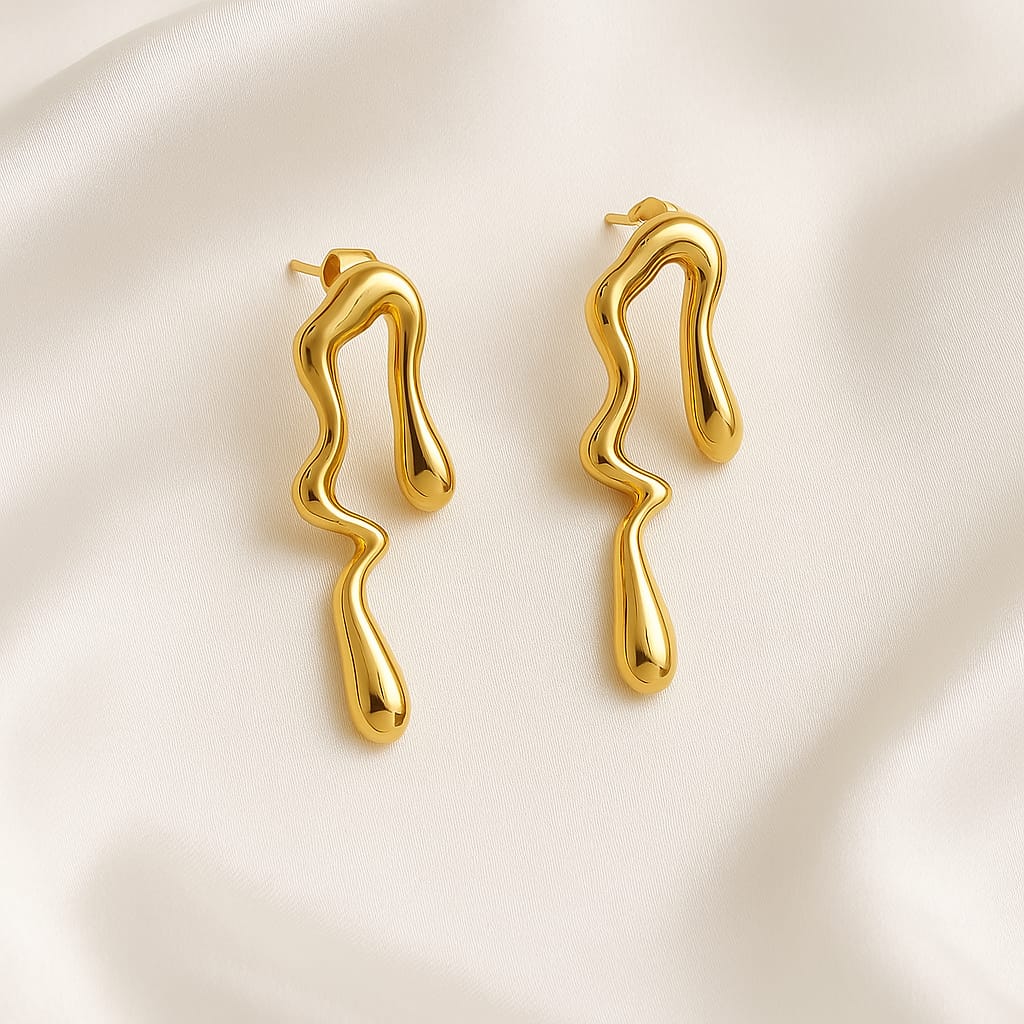 Gold Plated Melting Statement Earrings