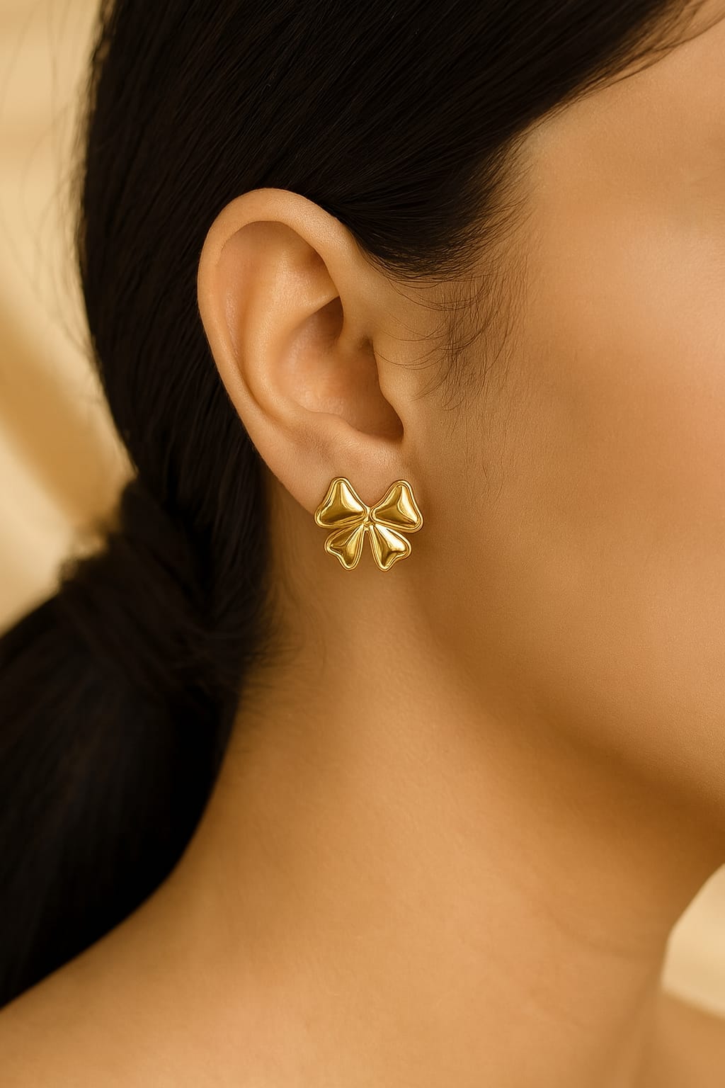 Gold Plated Bow Stud Earrings
