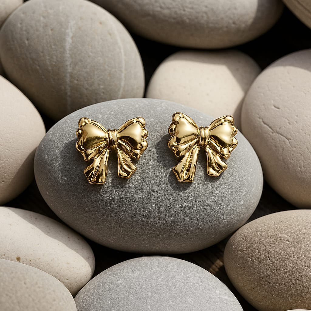 Elegant Ribbon Statement Bow Earrings