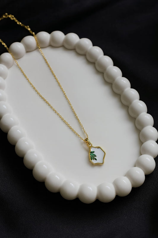 Enamel Leaf Pendant Necklace