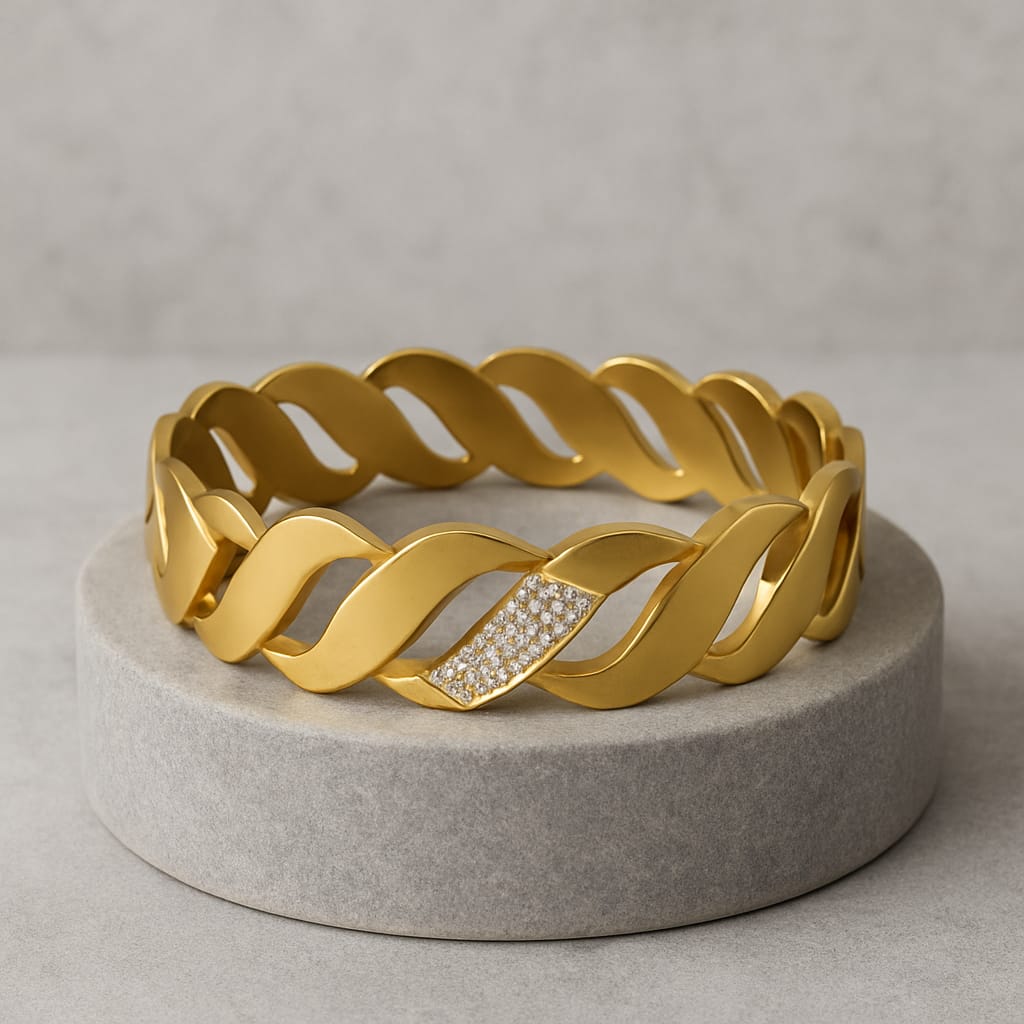 Elgems-Stainless Steel Gold-Plated Crystal Bracelet