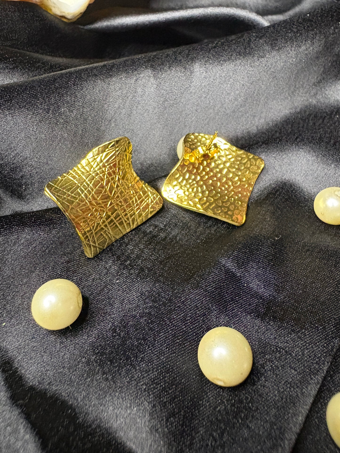 Textured Gold Statement Earrings