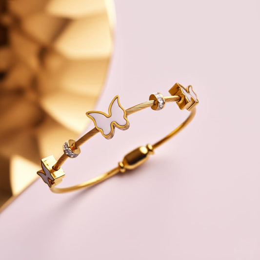Elgems Gold-Plated 18k Butterfly Charm Bracelet with Crystal Accents