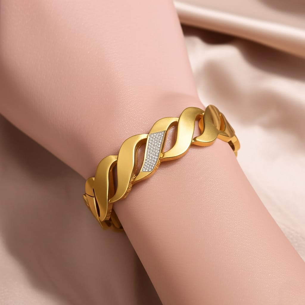 Elgems-Stainless Steel Gold-Plated Crystal Bracelet