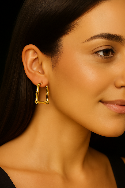 Gold Bamboo Hoop Earrings