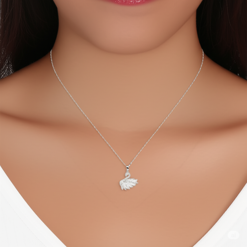 Silver Plated Crystal Swan Necklace