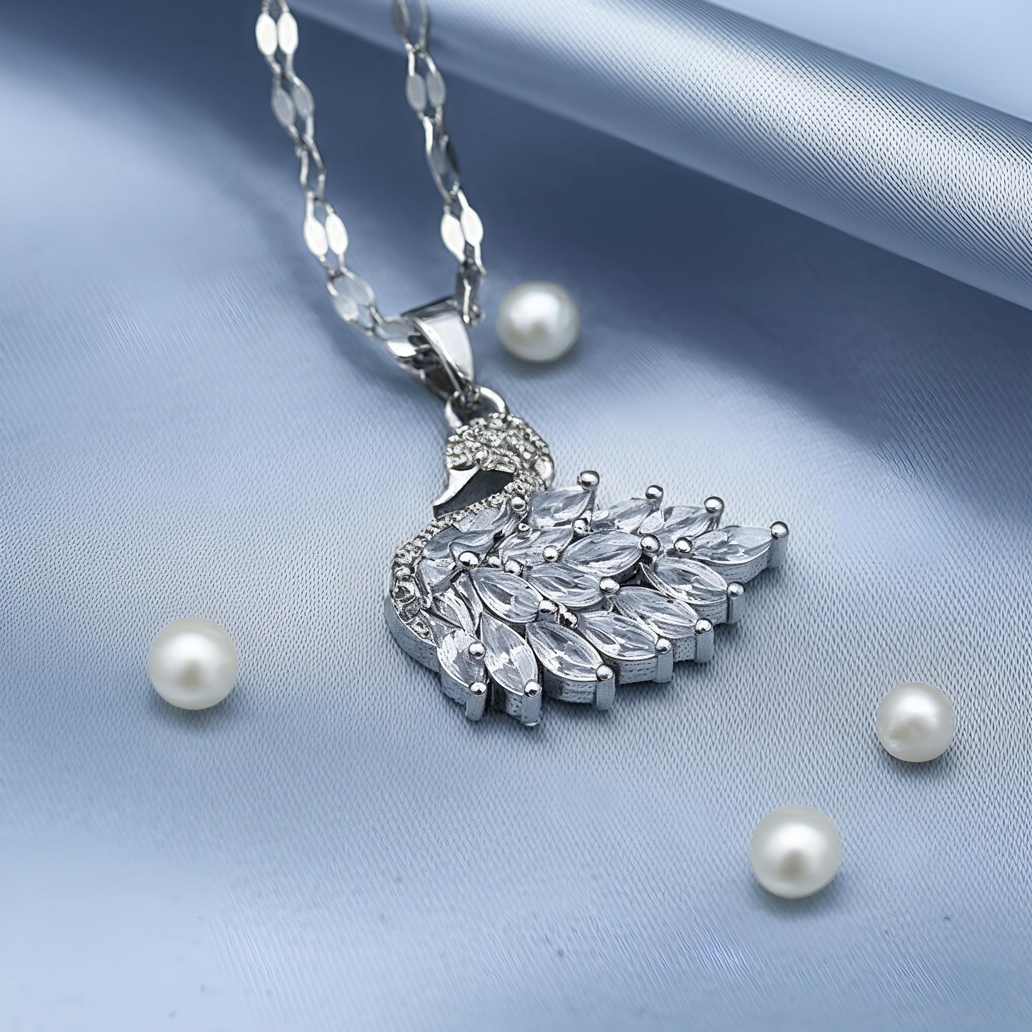 Silver Plated Crystal Swan Necklace