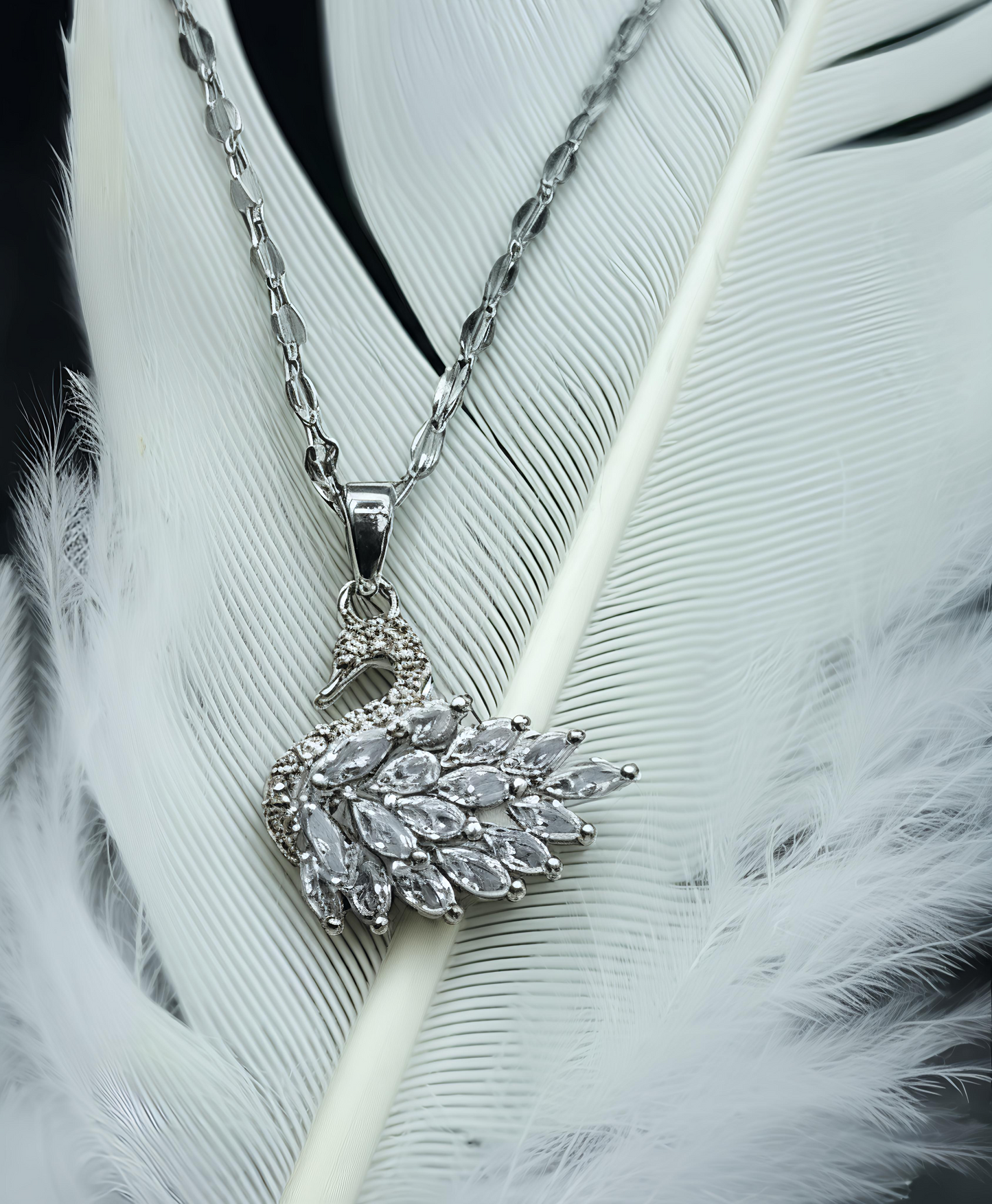 Silver Plated Crystal Swan Necklace