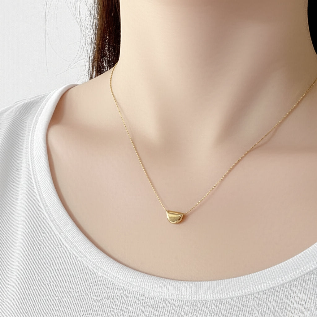 Minimalist Gold Bean Pendant Necklace
