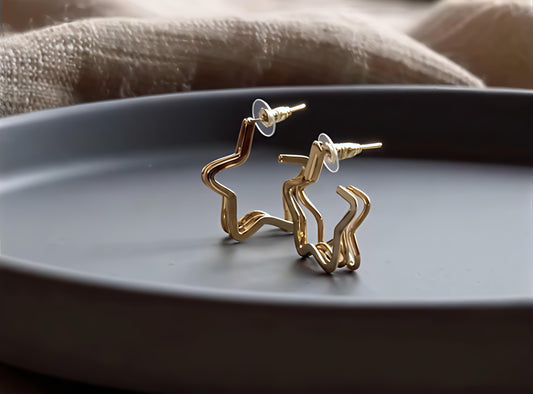 Golden Star Hoop Earrings
