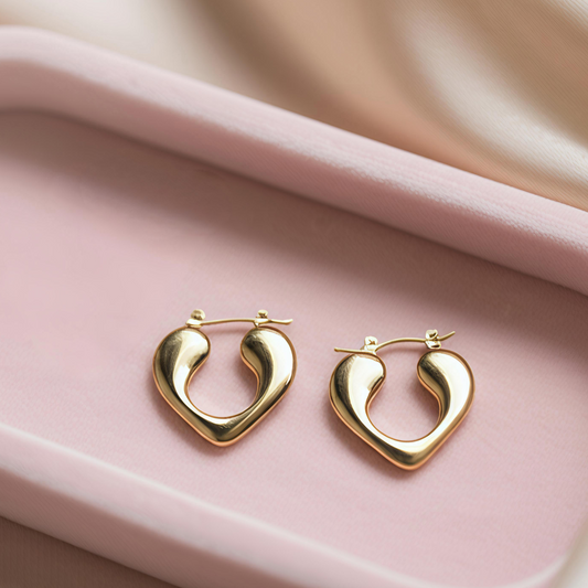 Gold Heart Hoop Earrings