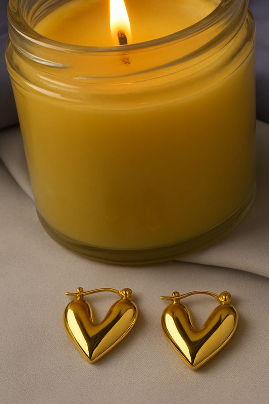 Gold Heart Hoop Earrings