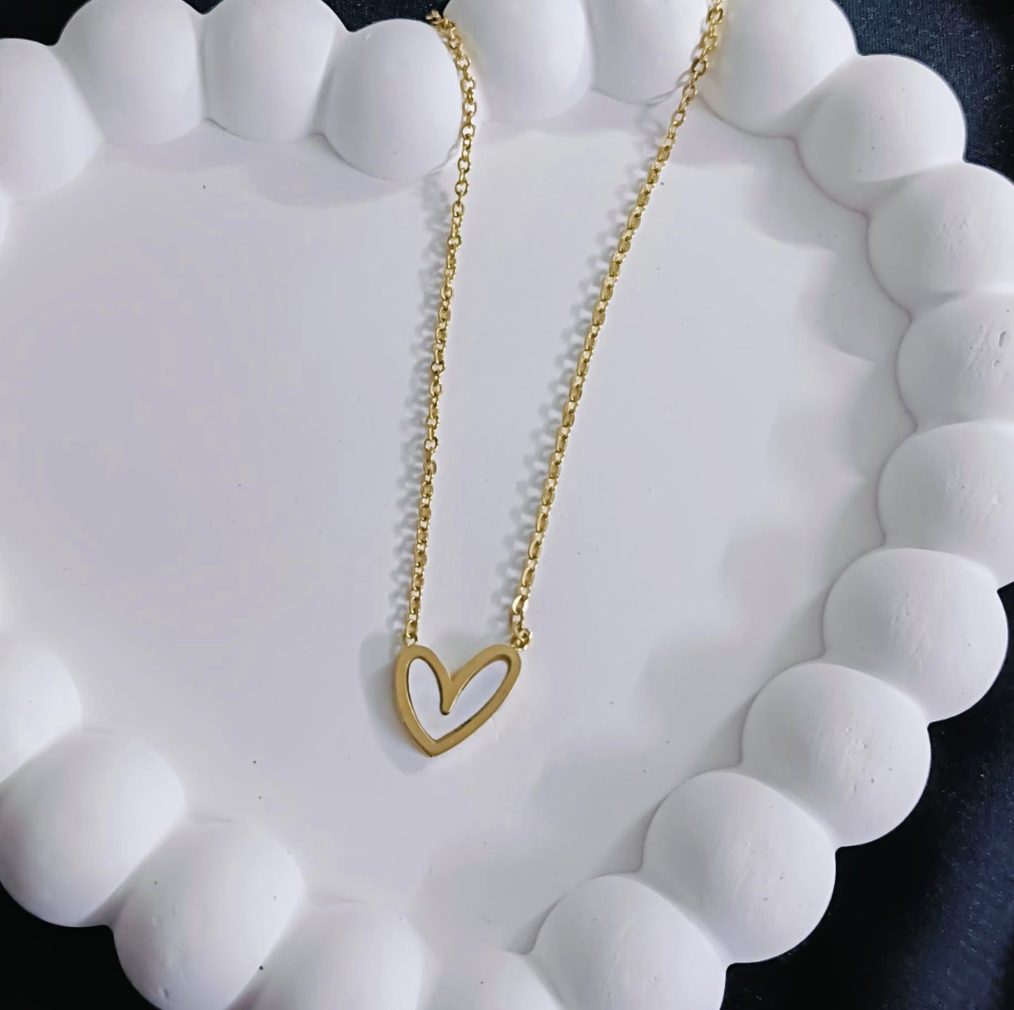 Gold Plated Minimal Open Heart Necklace