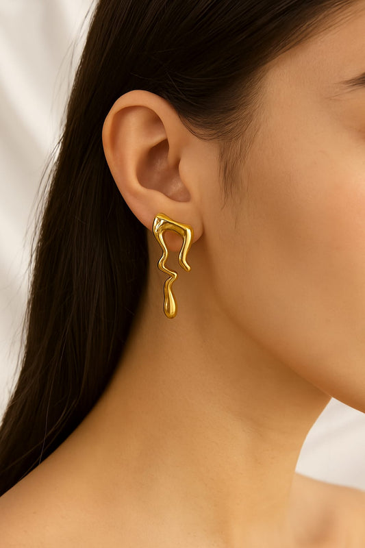 Gold Plated Melting Statement Earrings