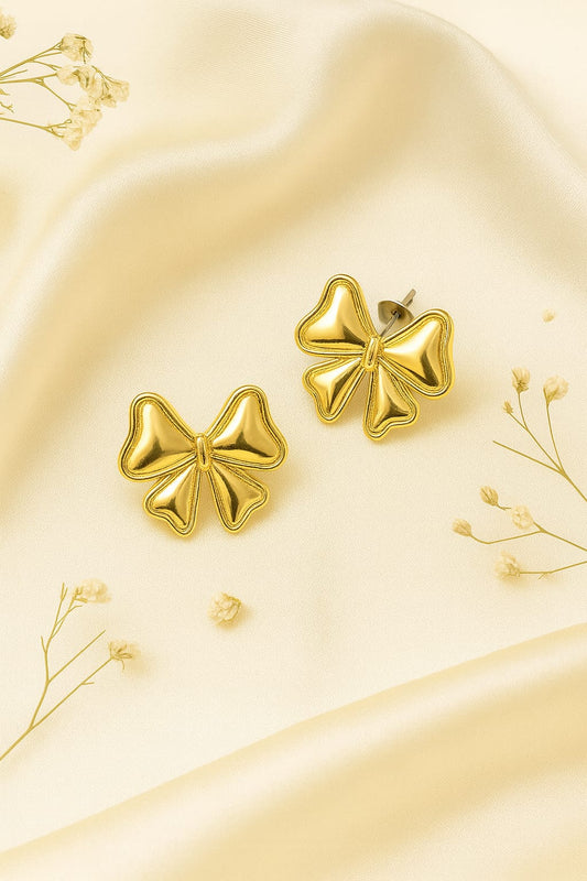 Gold Plated Bow Stud Earrings