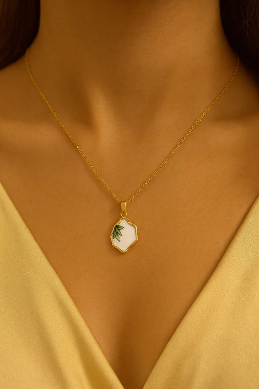 Enamel Leaf Pendant Necklace