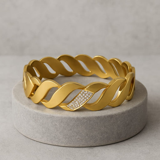 Elgems-Stainless Steel Gold-Plated Crystal Bracelet