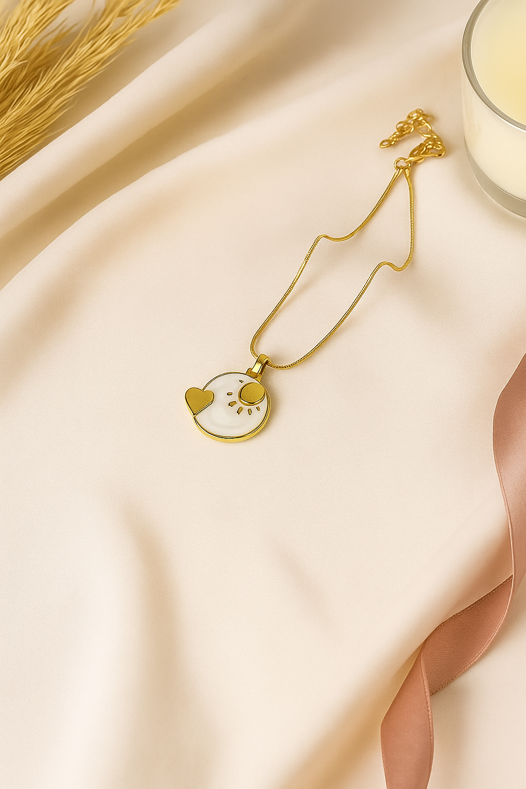 18K Gold Sun & Heart Pendant Necklace