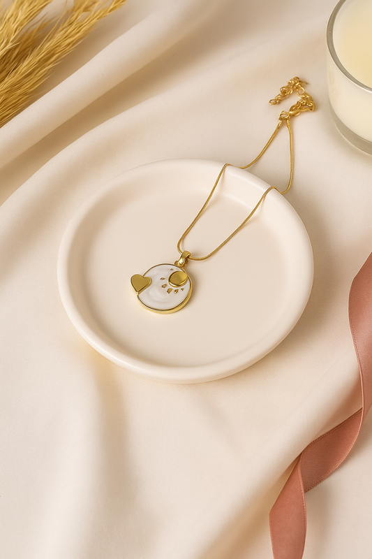 18K Gold Sun & Heart Pendant Necklace