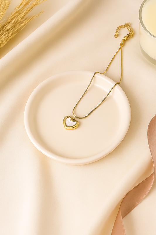 Gold Heart Mother of Pearl Necklace
