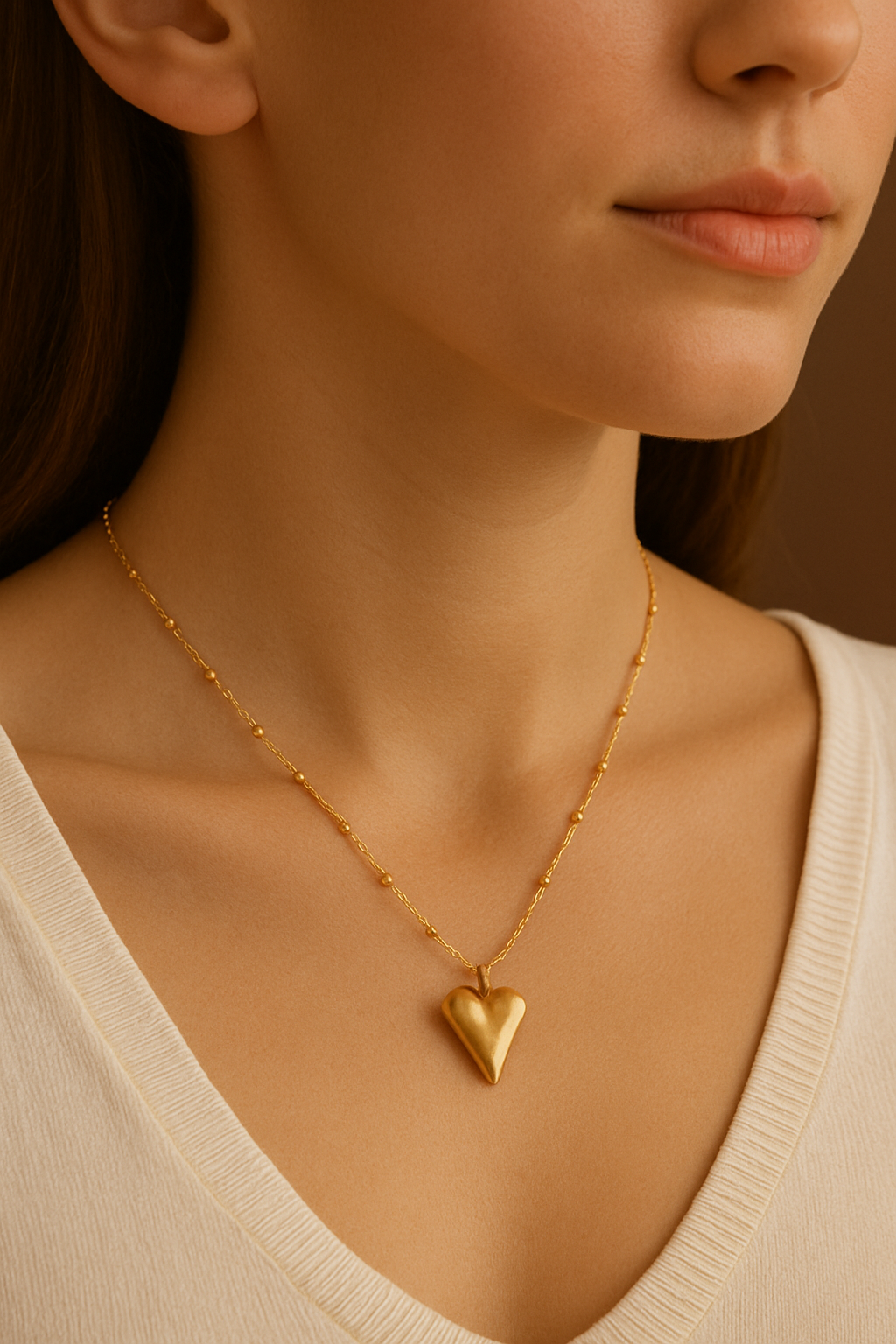 Heart Pendant Gold Chain Necklace"