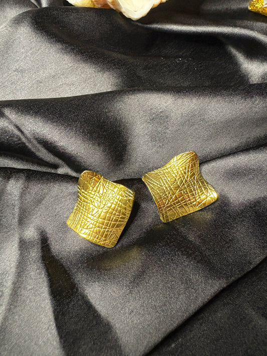 Textured Gold Statement Earrings
