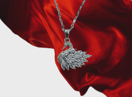 Silver Plated Crystal Swan Necklace